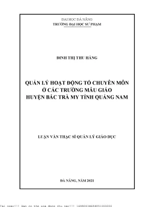 Quản lý hoạt động tổ chuyên môn ở các trường mẫu giáo huyện bắc trà my tỉnh quảng nam