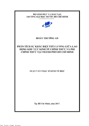 Phân tích sự khác biệt tiền lương giữa lao động khu vực kinh tế chính thức và phi chính thức tại thành phố hồ chí minh