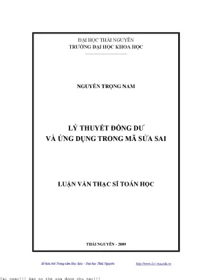 Lý thuyết đồng dư và ứng dụng trong mã sửa sai