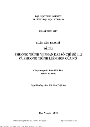 Phương trình vi phân đại số chỉ số 1 2 và phương trình liên hợp của nó