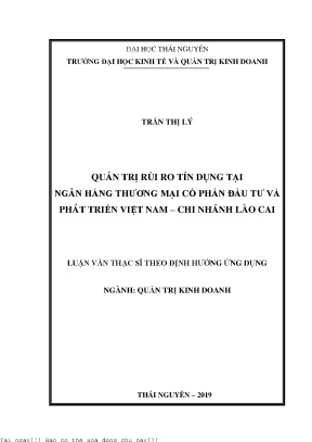 Quản trị rủi ro tín dụng tại ngân hàng thương mại cổ phần đầu tư và phát triển việt nam chi nhánh lào cai
