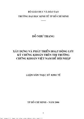 Xây dựng và phát triển họat động lưu ký chứng khoán quốc tế trên thị trường chứng khoán việt nam để hội nhập