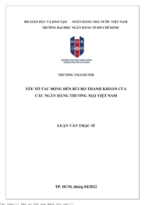 Yếu tố tác động đến rủi ro thanh khoản của các ngân hàng thương mại việt nam 2022