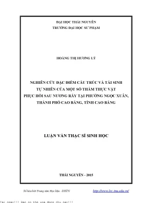 Nghiên cứu đặc điểm cấu trúc và tái sinh tự nhiên của một số thảm thực vật phục hồi sau nương rẫy tại phường ngọc xuân thành phố cao bằng tỉnh cao bằng