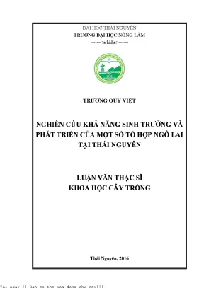 Nghiên cứu khả năng sinh trưởng và phát triển của một số tổ hợp ngô lai tại thái nguyên
