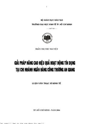 Giải pháp nâng cao hiệu quả hoạt động tín dụng tại chi nhánh ngân hàng công thương an giang
