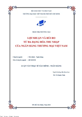 Lợi nhuận và rủi ro từ đa dạng hóa thu nhập của ngân hàng thương mại việt nam