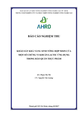 Khảo sát khả năng sinh tổng hợp nisin của một số chủng vi khuẩn lactic ứng dụng trong bảo quản thực phẩm