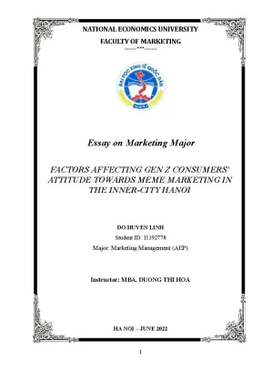 Factors affecting gen z consumersattitude towards meme marketing inthe inner city hanoi