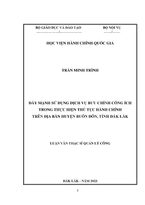 Đẩy mạnh sử dụng dịch vụ bưu chính công ích trong thực hiện thủ tục hành chính trên địa bàn huyện buôn đôn tỉnh đắk lắk