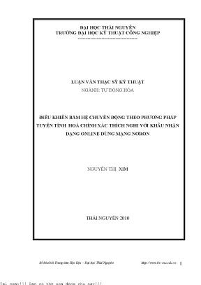 Điều khiển bám hệ chuyển động theo phương pháp tuyến tính hóa chính xác thích nghi với khâu nhận dạng online dùng mạng nơron