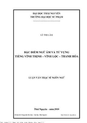 Đặc điểm ngữ âm và tự vựng tiếng vĩnh thịnh vĩnh lộc thanh hóa