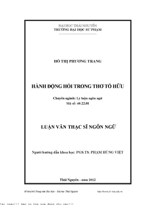 Hành động hỏi trong thơ tố hữu