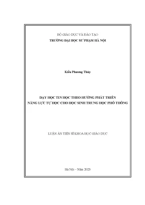 Dạy học tin học theo hướng phát triển năng lực tự học cho học sinh cấp trung học phổ thông