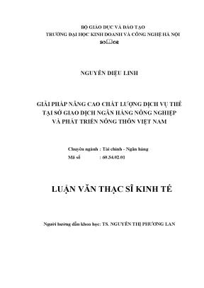 Giải pháp nâng cao chất lượng dịch vụ thẻ tại sở giao dịch ngân hàng nông nghiệp và phát triển nông thôn việt nam