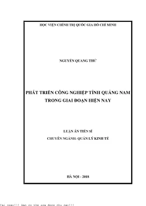 Phát triển công nghiệp tỉnh quảng nam trong giai đoạn hiện nay
