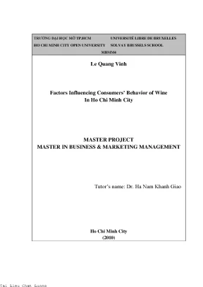 Factors influencing consumers behavior of wine in ho chi minh city