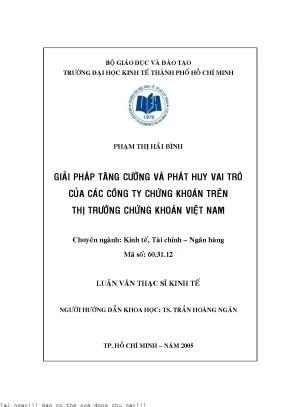 Giải pháp tăng cường và phát huy vai trò của các công ty chứng khoán trên thị trường chứng khoán việt nam