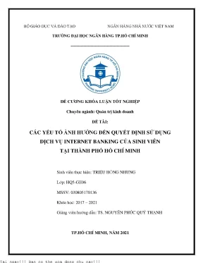 Các yếu tố ảnh hưởng đến quyết định sử dụng dịch vụ internet banking của sinh viên tại tp hcm 2021