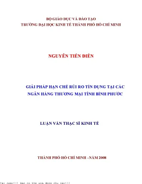 Giải pháp hạn chế rủi ro tín dụng tại các ngân hàng thương mại tỉnh bình phước