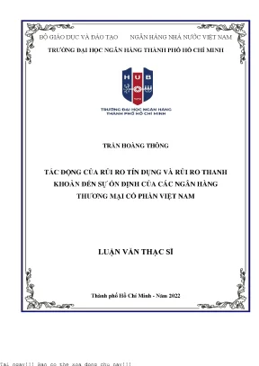 Tác động của rủi ro tín dụng và rủi ro thanh khoản đến sự ổn định của các ngân hàng thương mại cổ phần việt nam 2022