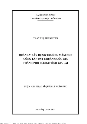 Quản lý xây dựng trường mầm non công lập đạt chuẩn quốc gia thành phố pleiku tỉnh gia lai