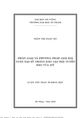 Phân loại và phương pháp giải bài toán đại số trong đào tạo đội tuyển imo của mỹ