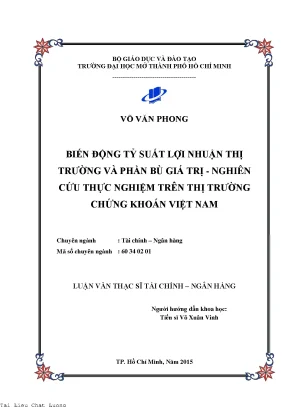 Biến động tỷ suất lợi nhuận thị trường và phần bù giá trị nghiên cứu thực nghiệm trên thị trường chứng khoán việt nam