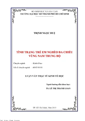 Tình trạng trẻ em nghèo đa chiều vùng nam trung bộ