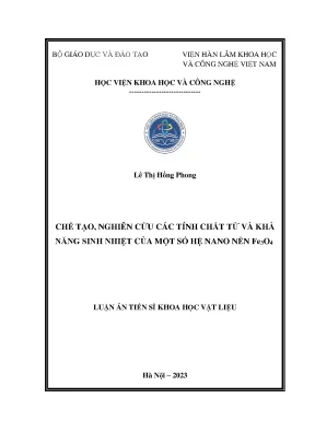 Chế tạo nghiên cứu các tính chất từ và khả năng sinh nhiệt của một số hệ nano nền fe3o4