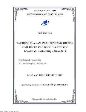 Tác động của lạm phát đến tăng trưởng kinh tế của các quốc gia khu vực đông nam á giai đoạn 2000 2013
