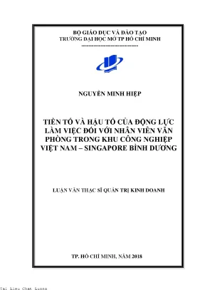 Tiền tố và hậu tố của động lực làm việc đối với nhân viên văn phòng trong khu công nghiệp việt nam singapore bình dương