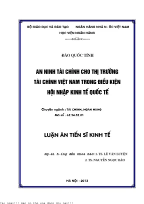 An ninh tài chính cho thị trường tài chính việt nam trong điều kiện hội nhập kinh tế quốc tế