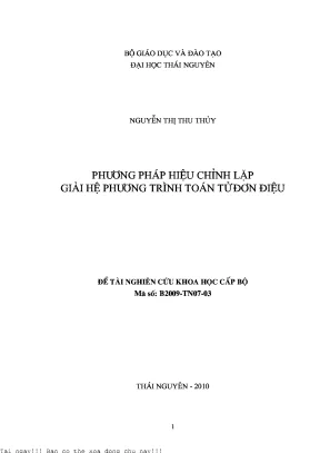 Phương pháp hiệu chỉnh lặp giải hệ phương trình toán tử đơn điệu
