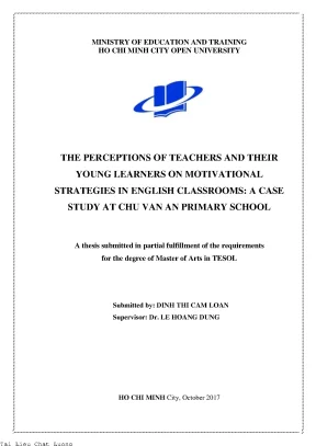 The perceptions of teachers and their young learners on motivational strategies in english classrooms a case study at chu van an primary school