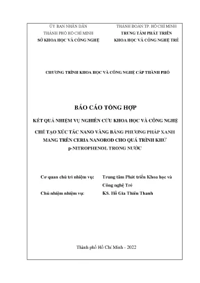 Chế tạo xúc tác nano vàng bằng phương pháp xanh mang trên ceria nanorod cho quá trình khử p nitrophenol trong nước