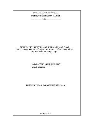 Nghiên cứu xử lý kháng khuẩn kháng nấm cho da lợn thuộc sử dụng nano bạc tổng hợp bằng dịch chiết từ thực vật