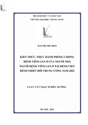 Kiến thức thực hành phòng chống bệnh viêm gan b của người nhà người bệnh viêm gan b tại bệnh viện bệnh nhiệt đới trung ương năm 2022
