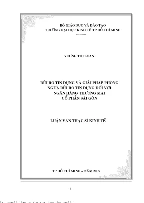 Rủi ro tín dụng và giải pháp phòng rủi ro tín dụng đối với ngân hàng thương mại cổ phần sài gòn