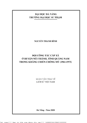 Đội công tác cấp xã ở huyện núi thành tỉnh quảng nam trong kháng chiến chống mỹ 1961 1975