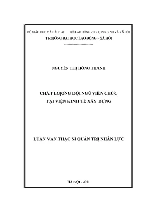 Chất lượng đội ngũ viên chức tại viện kinh tế xây dựng