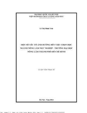 Một số yếu tố ảnh hưởng đến việc chọn học ngành nông lâm ngư nghiệp trường đại học học nông lâm tphcm
