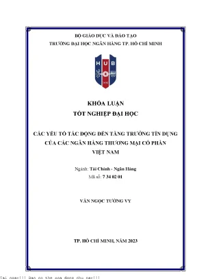 Các yếu tố tác động đến tăng trưởng tín dụng của các ngân hàng tmcp việt nam 2023