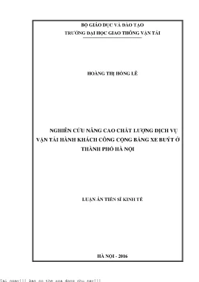 Nghiên cứu nâng cao chất lượng dịch vụ vận tải hành khách công cộng bằng xe buýt ở thành phố hà nội