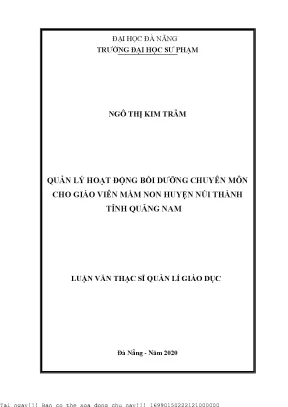 Quản lý hoạt động bồi dưỡng chuyên môn cho giáo viên mầm non huyện núi thành tỉnh quảng nam