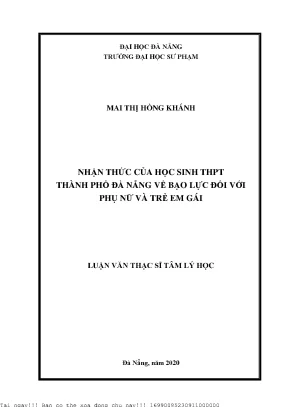 Nhận thức của học sinh trung học phổ thông thành phố đà nẵng về bạo lực đối với phụ nữ và trẻ em gái