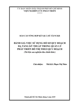 Đánh giá việc sử dụng hồ sơ quy hoạch hạ tầng kỹ thuật trong quản lý phát triển đô thị theo quy hoạch