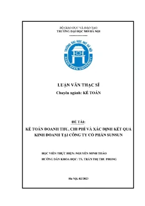 Kế toán doanh thu chi phí và xác định kết quả kinh doanh tại công ty cổ phần sunsun