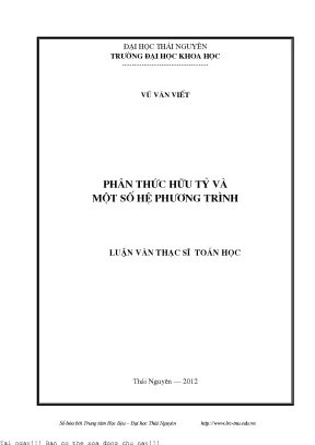 Phân thức hữu tỷ và một số hệ phương trình
