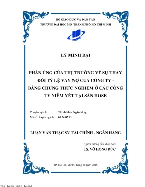 Phản ứng của thị trường về sự thay đổi tỷ lệ vay nợ của công ty bằng chứng thực nghiệm ở các công ty niêm yết tại sàn hose